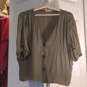 Green low cut blouse